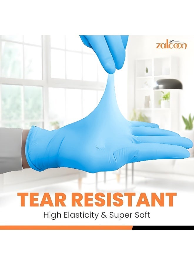 ZALCOON Blue  disposable Gloves, 4.5g latex free Powder Free Gloves for light use, Home, Cleaning, Food Prep, Food safe and Non-Sterile  (1 Pack x 100 Pieces) - Image 5